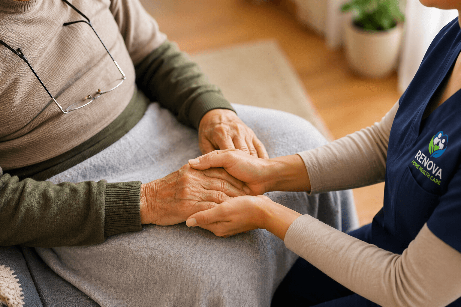 Senior receiving physiotherapy at home in Edmonton